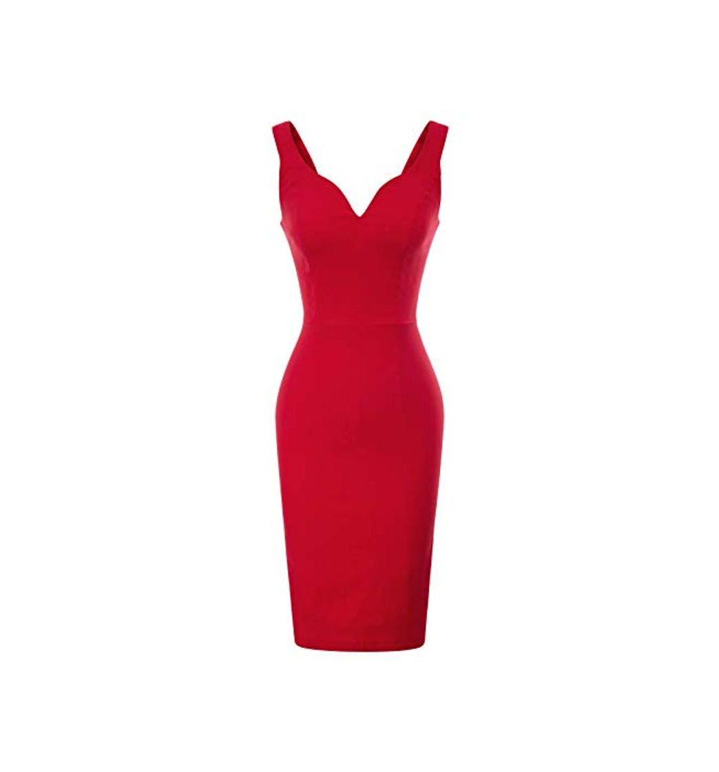 Producto GRACE KARIN Mujer Vestido Vintage Cuello V para Cóctel Fiesta Rojo S