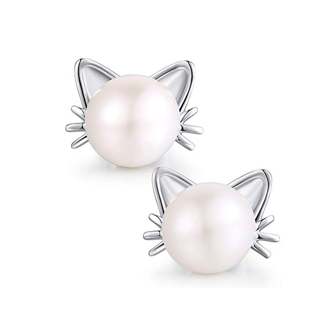 Fashion jiamiaoi Pendientes Mujer Plata Pendientes de Gato para Mujer Pendientes con Perlas