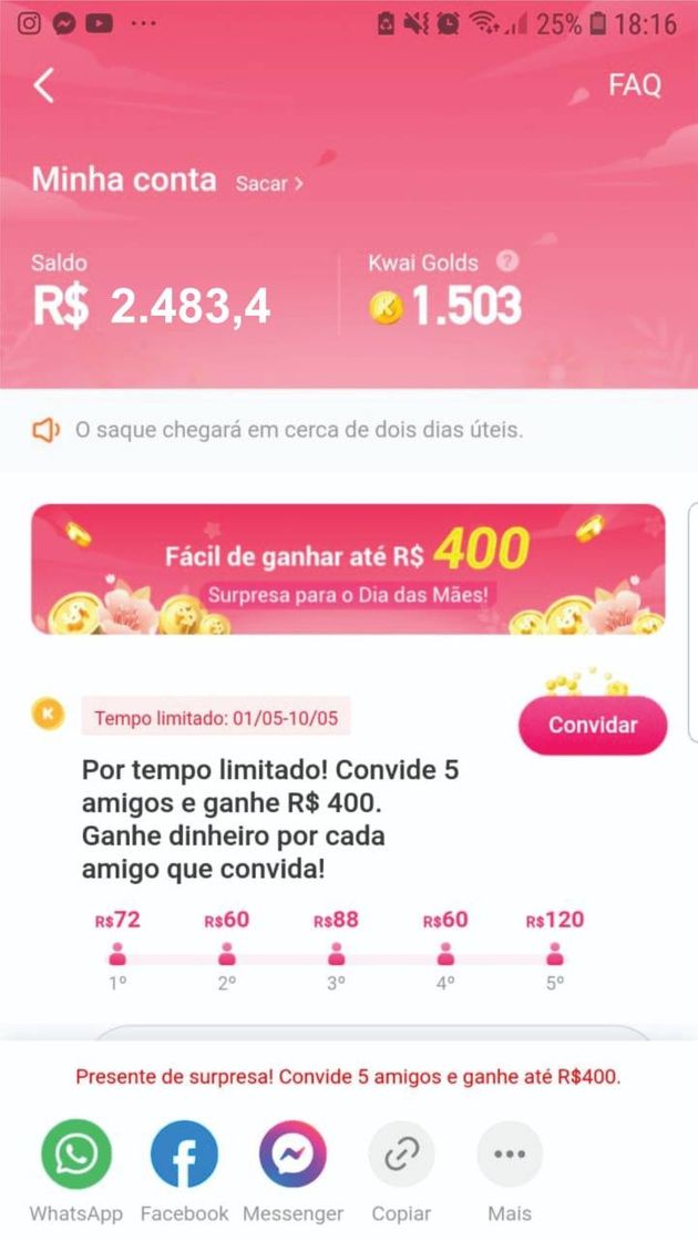 Fashion  esse é kwai ele está pagando 60 reais para novos usuário ..