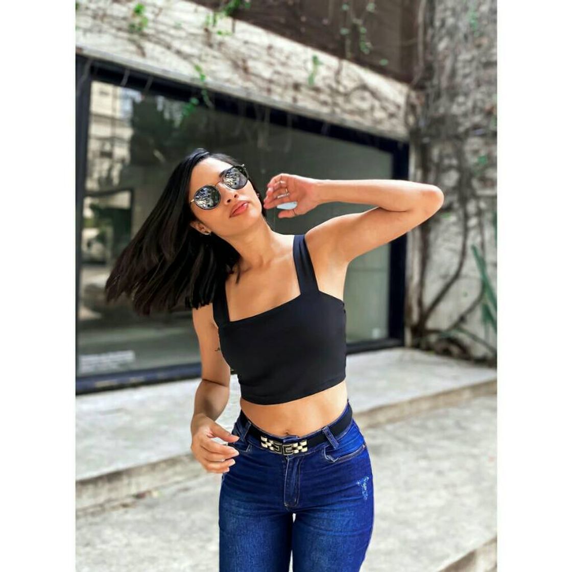 Moda Promoção Cropped Alça Grossa Preto