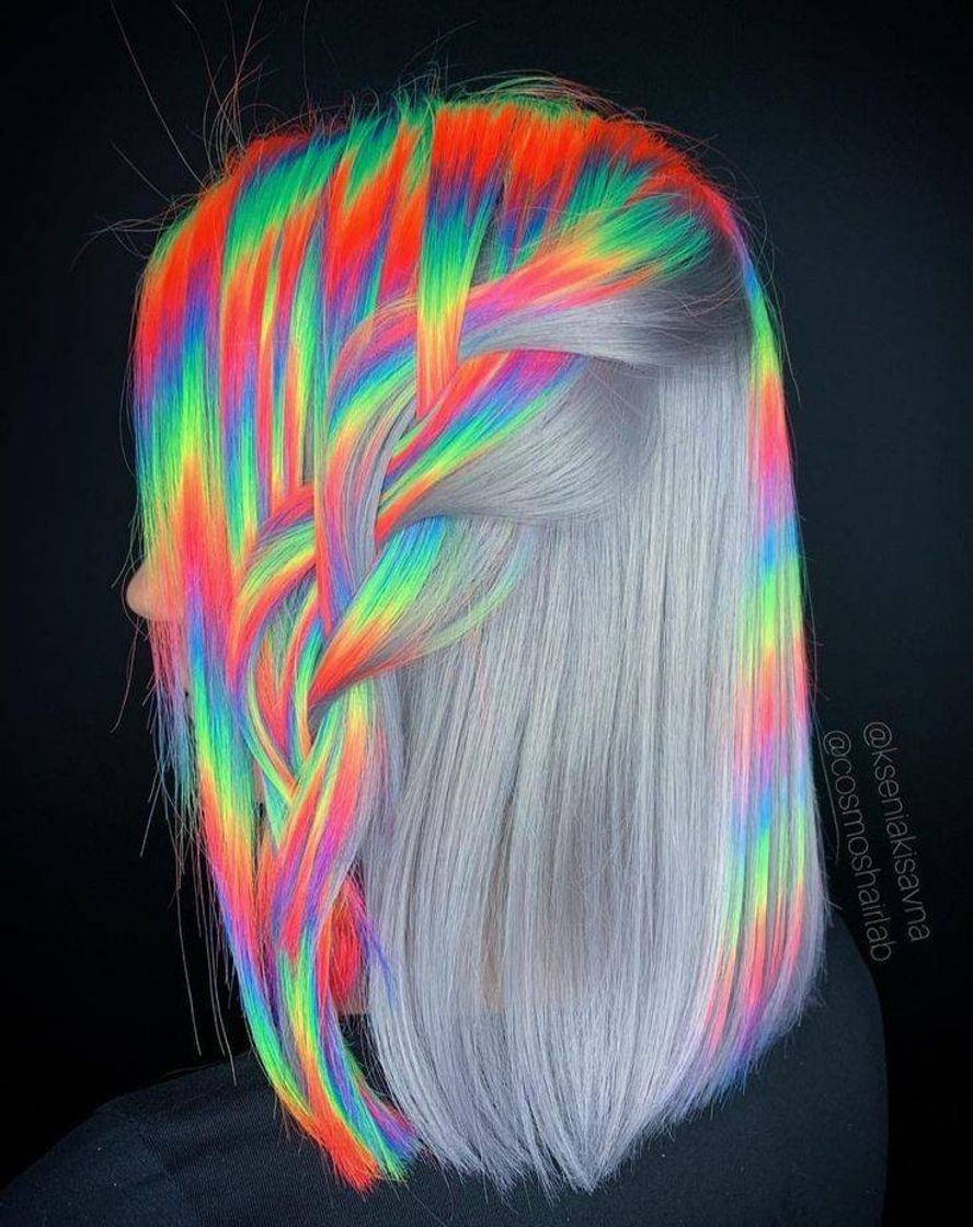 Fashion Cabelo Neon Arco-íris ❤