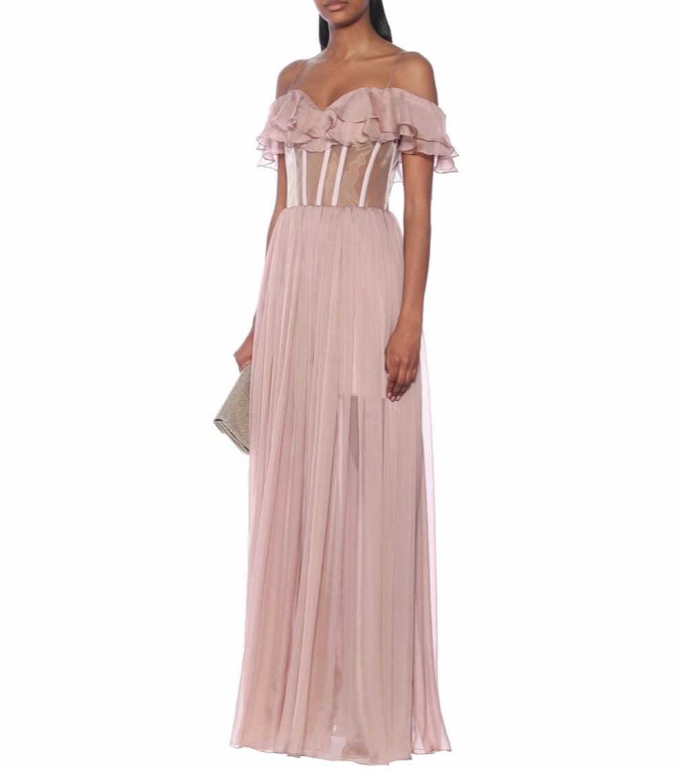 Fashion Off-shoulder silk gown