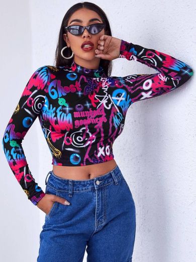 SHEIN gráfico ocasional camiseta