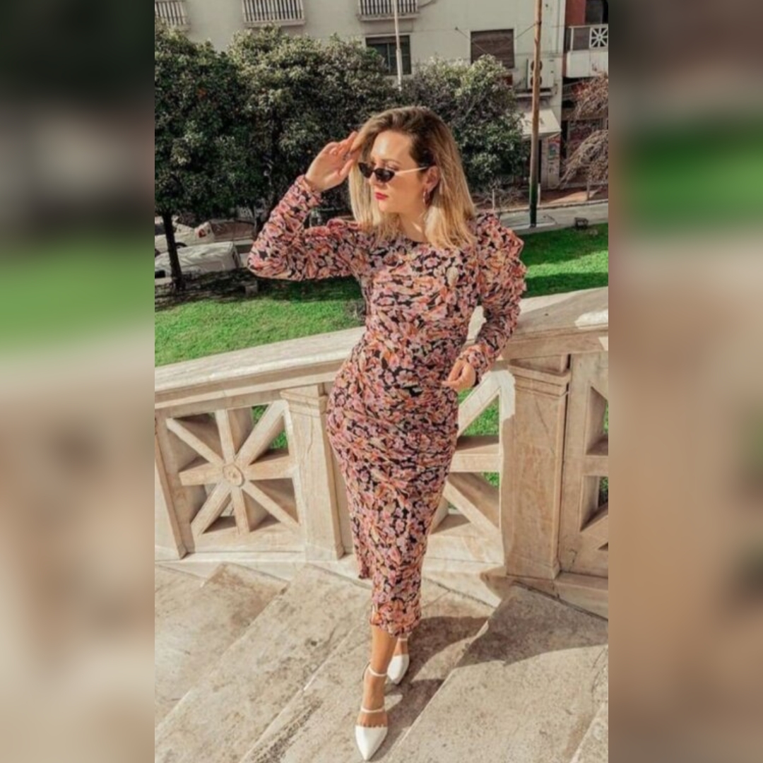 Social Floral Rushed Dress