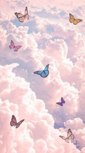 Plano de fundo com um céu lindo com borboletas 