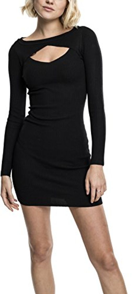 Moda Urban Classics Ladies Cut out Dress Vestido, Negro