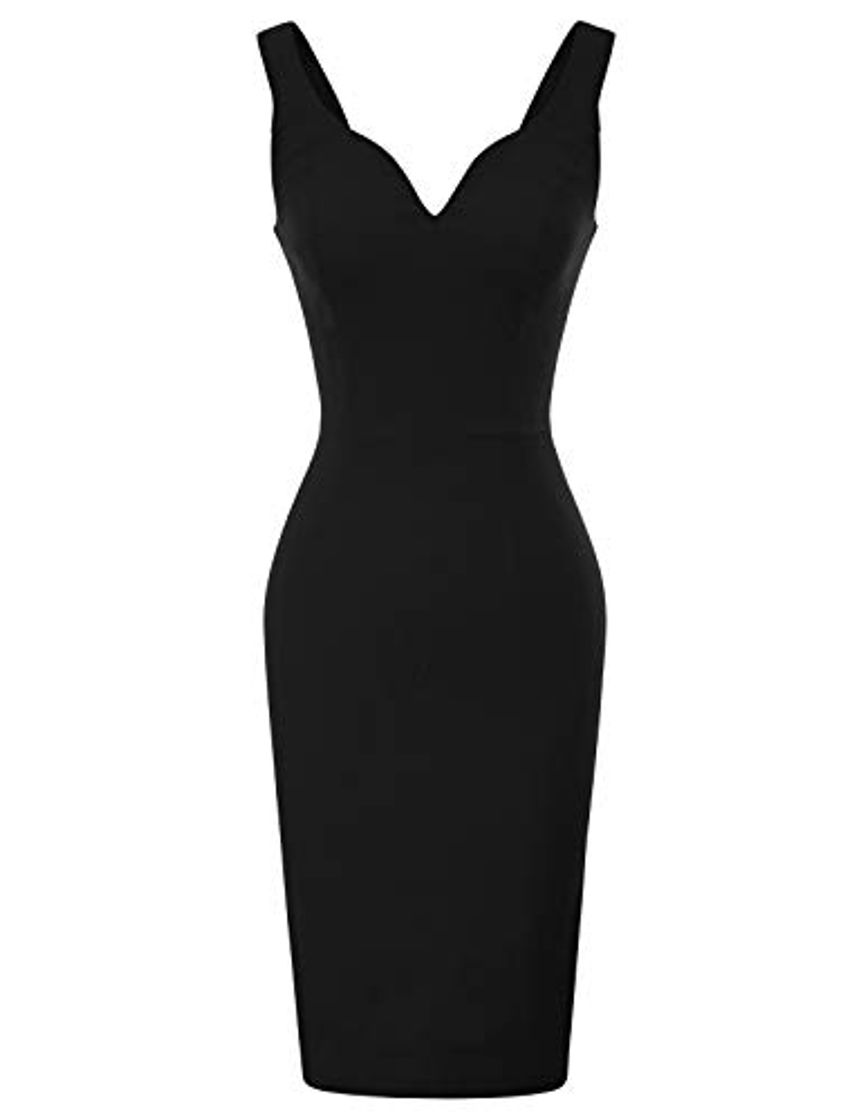 Social Mujer Vestido Negro sin Mangas Vintage de Fiesta Sexy XL CL010987