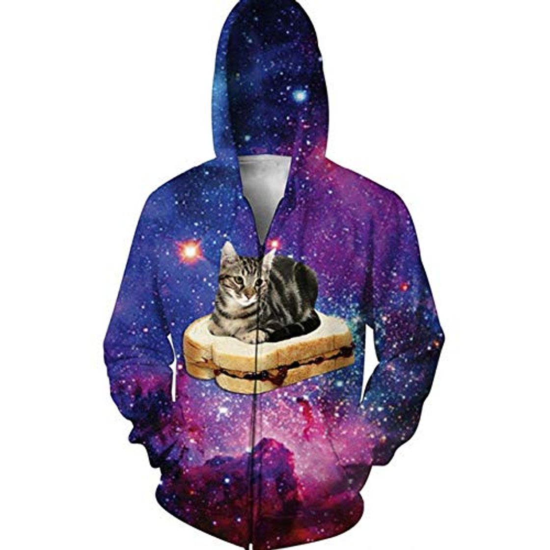 Fashion XJBDD Nuevos Hombres de la Moda Sudaderas con Capucha y Sudaderas Galaxy Cat Sudaderas con Estampado 3D Moleton Masculino Homme otoño Invierno chándal Tops