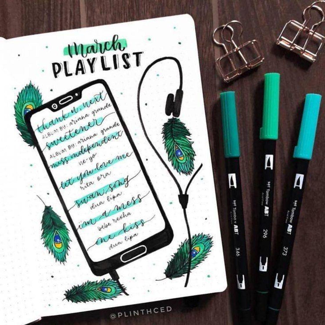 Moda Página Playlist para Bullet Journal