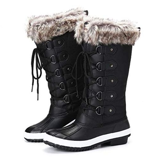 gracosy Botas de Mujer 2020 Otoño Invierno Goma Encaje Forro de Piel Punta Redonda Botas de Nieve Zapatos de Trabajo Formal Calzado Antideslizante Ligero Botines Que Caminan