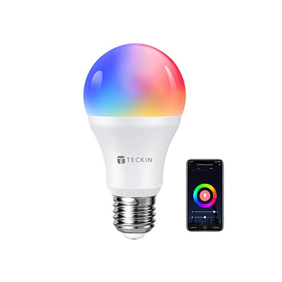 Social TECKIN Bombilla LED inteligente WiFi ajustable y lámpara multicolor Funciona con Alexa