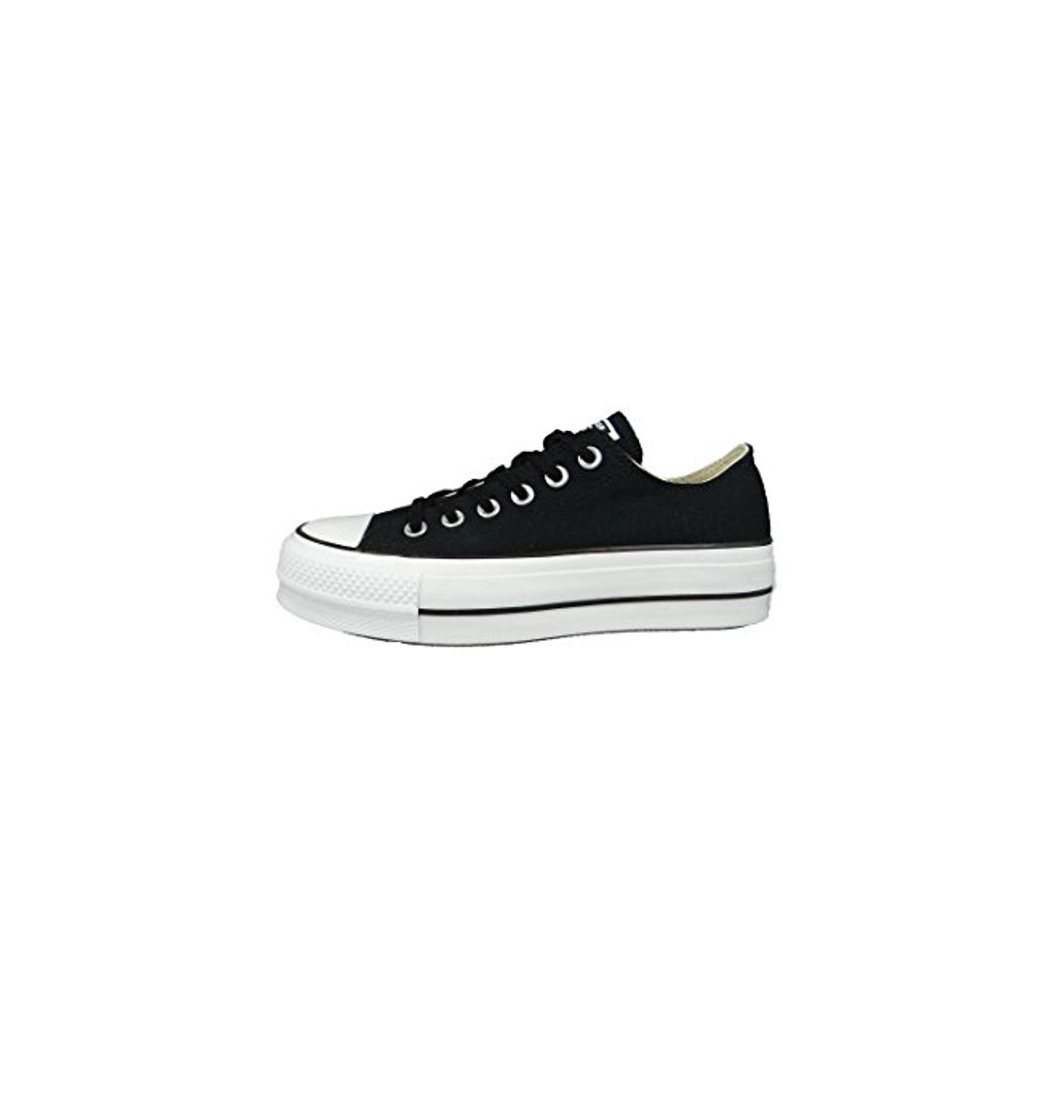 Moda Converse Chuck Taylor CTAS Lift Ox Canvas, Zapatillas para Mujer, Negro