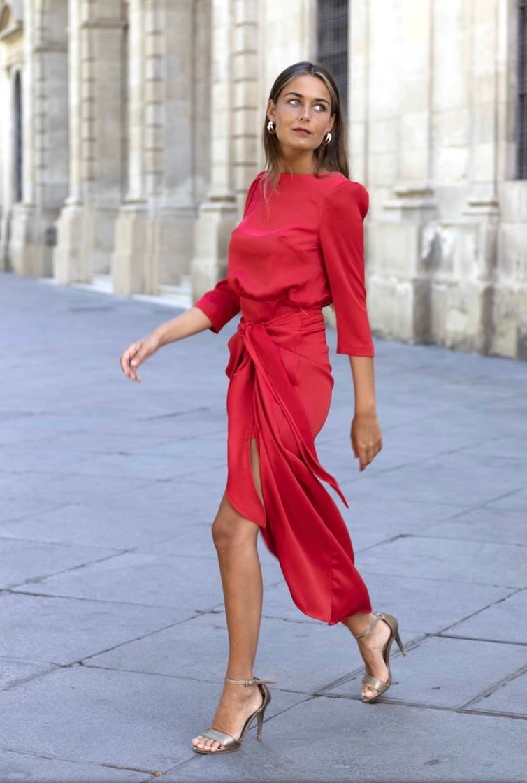 Moda Vestido rojo anudado