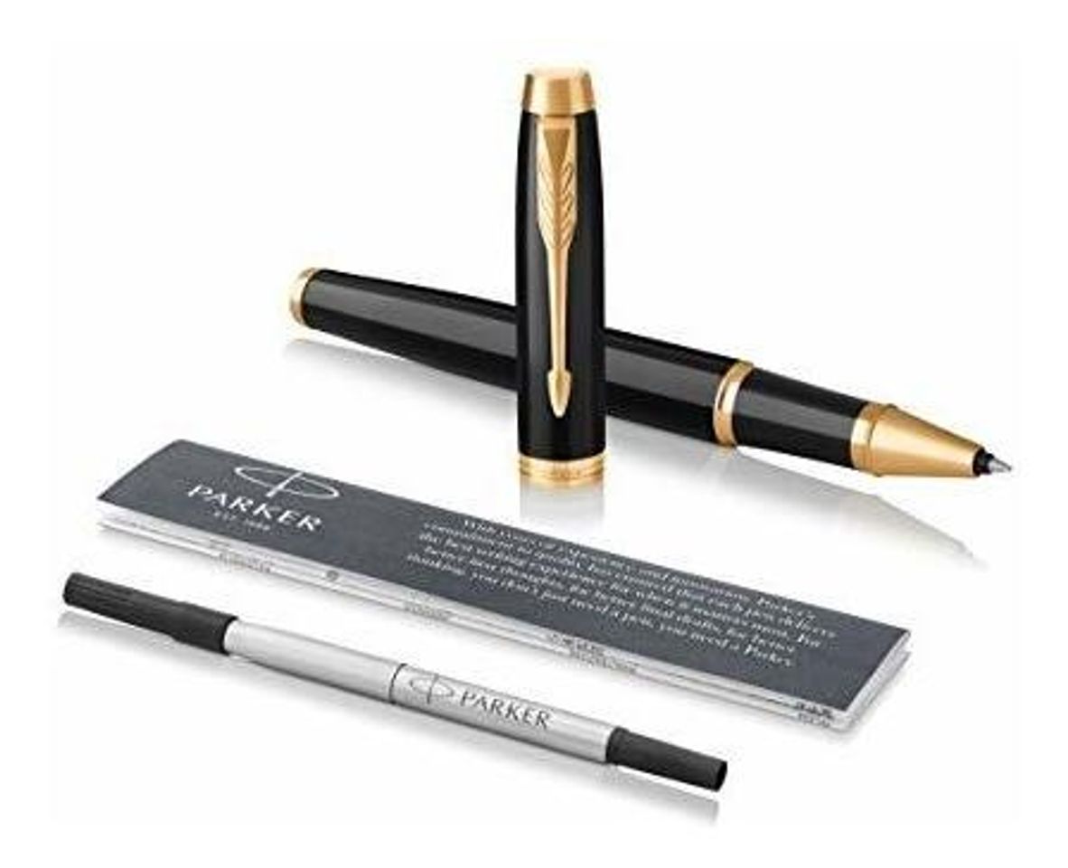 Moda PARKER IM Rollerball Pen, laca negra, adornos dorados con re