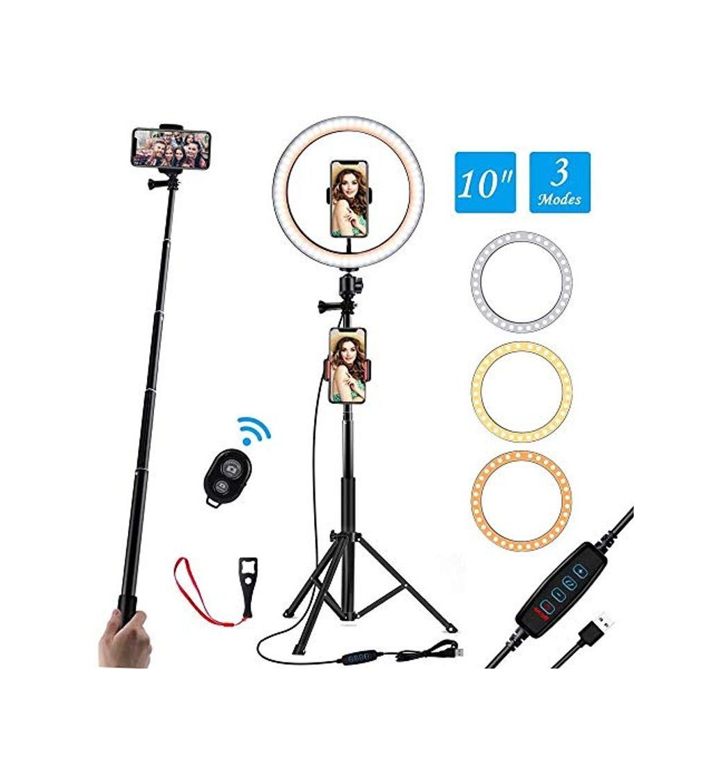 Social Anillo de Luz LED de 10 Pulgadas, Soporte Triangular y Soporte Doble