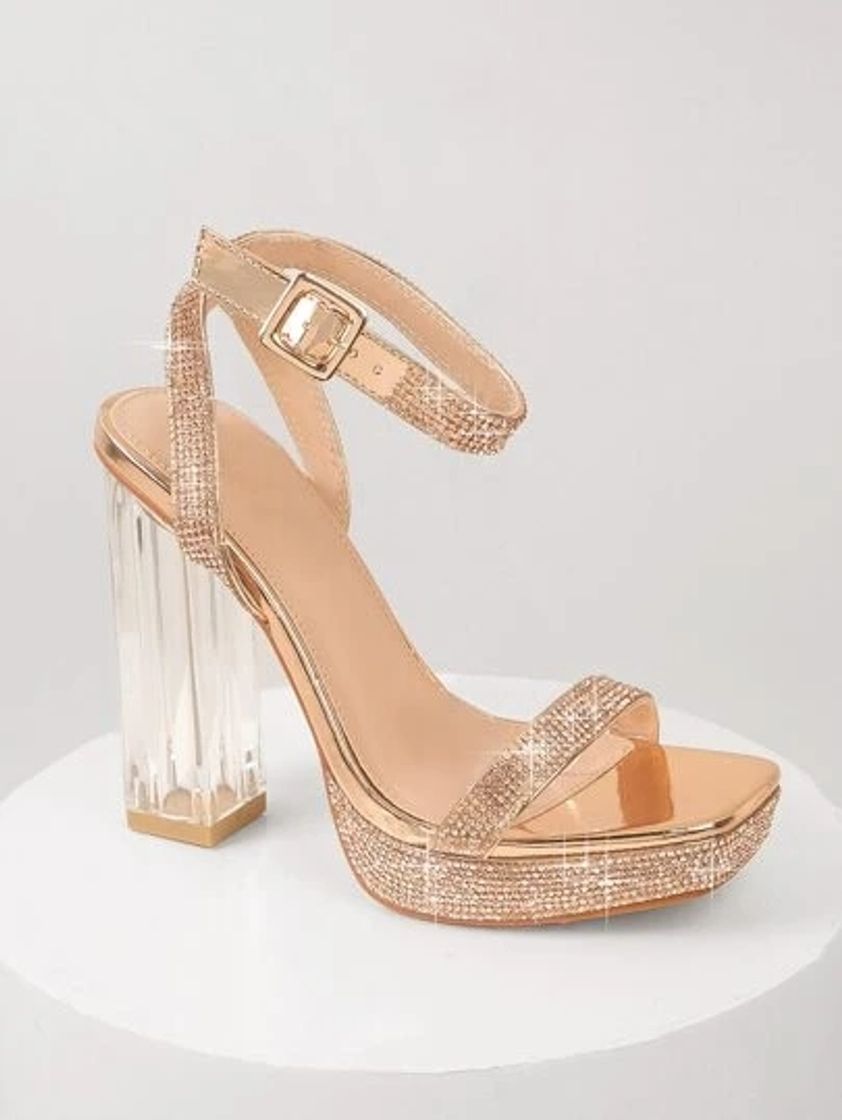 Producto Women Rhinestone Decor Chunky Heeled Ankle Strap Sandals, Glamorous Banquet Heeled Sandals
Descobri