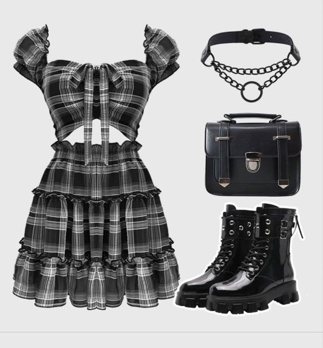 Social Vestido xadrez 