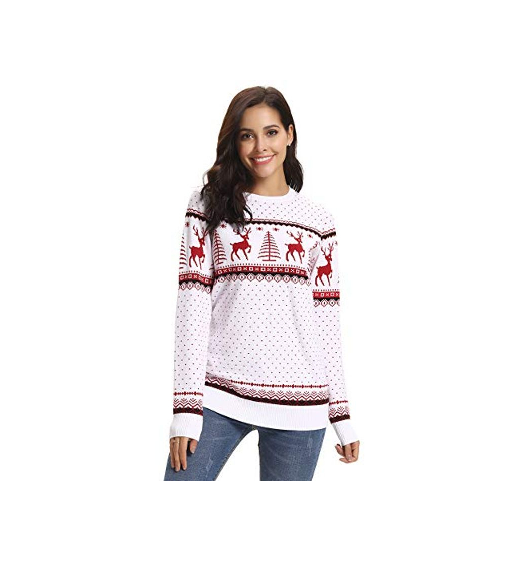 Producto Abollria Christmas Sweaters Elegante suéter de cuello redondo para Navidad Suéter de