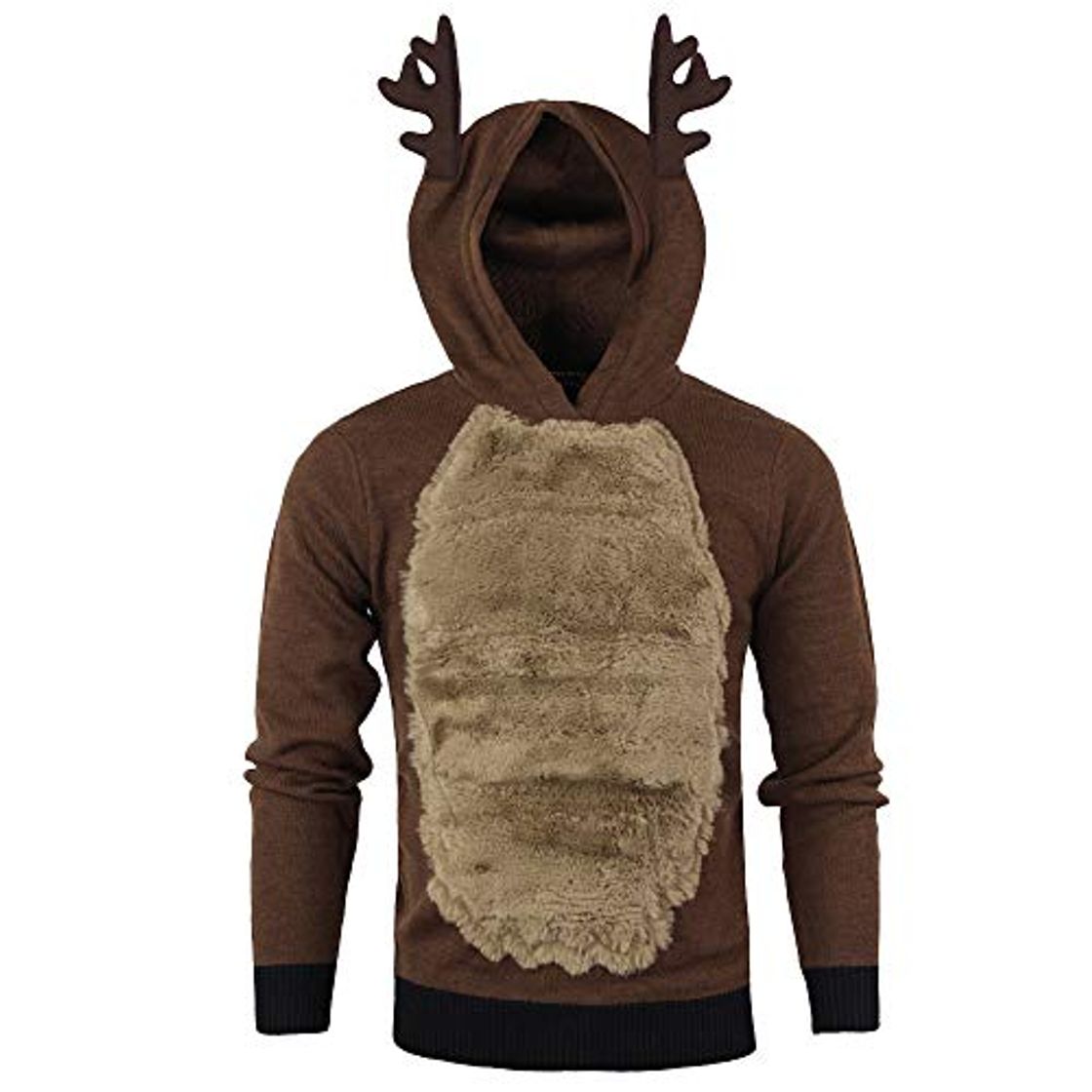 Producto BaZhaHei Hombres Otoño Invierno Sudadera con capucha Reno Pluma Con capucha Piel de Navidad Blusa superior 3D Suéter con capucha de manga larga con costuras de terciopelo para hombre de Christmas plus