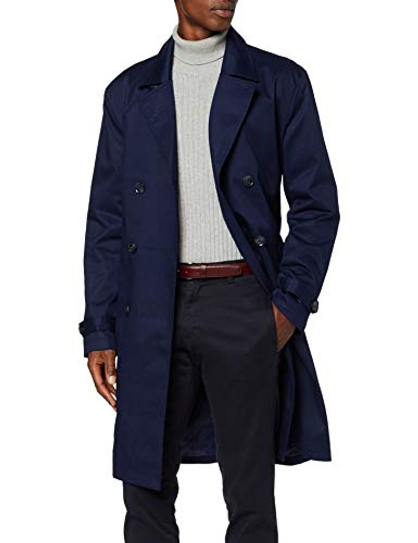 Fashion Marca Amazon - find. Gabardina Algodón Hombre, azul