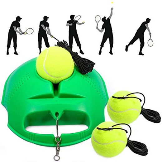 Fostoy Entrenador de Tenis, Tennis Trainer Set Trainer Baseboard con 3 Bolas