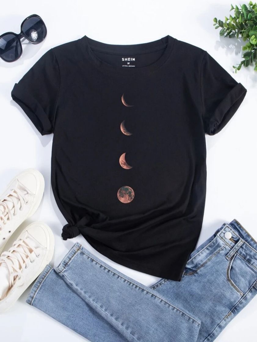 Producto Camiseta con estampado de luna de manga corta