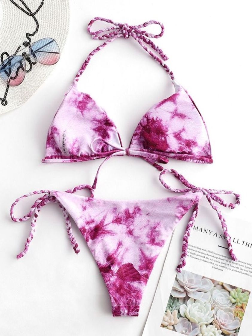 Moda Biquíni roxo tie dye 