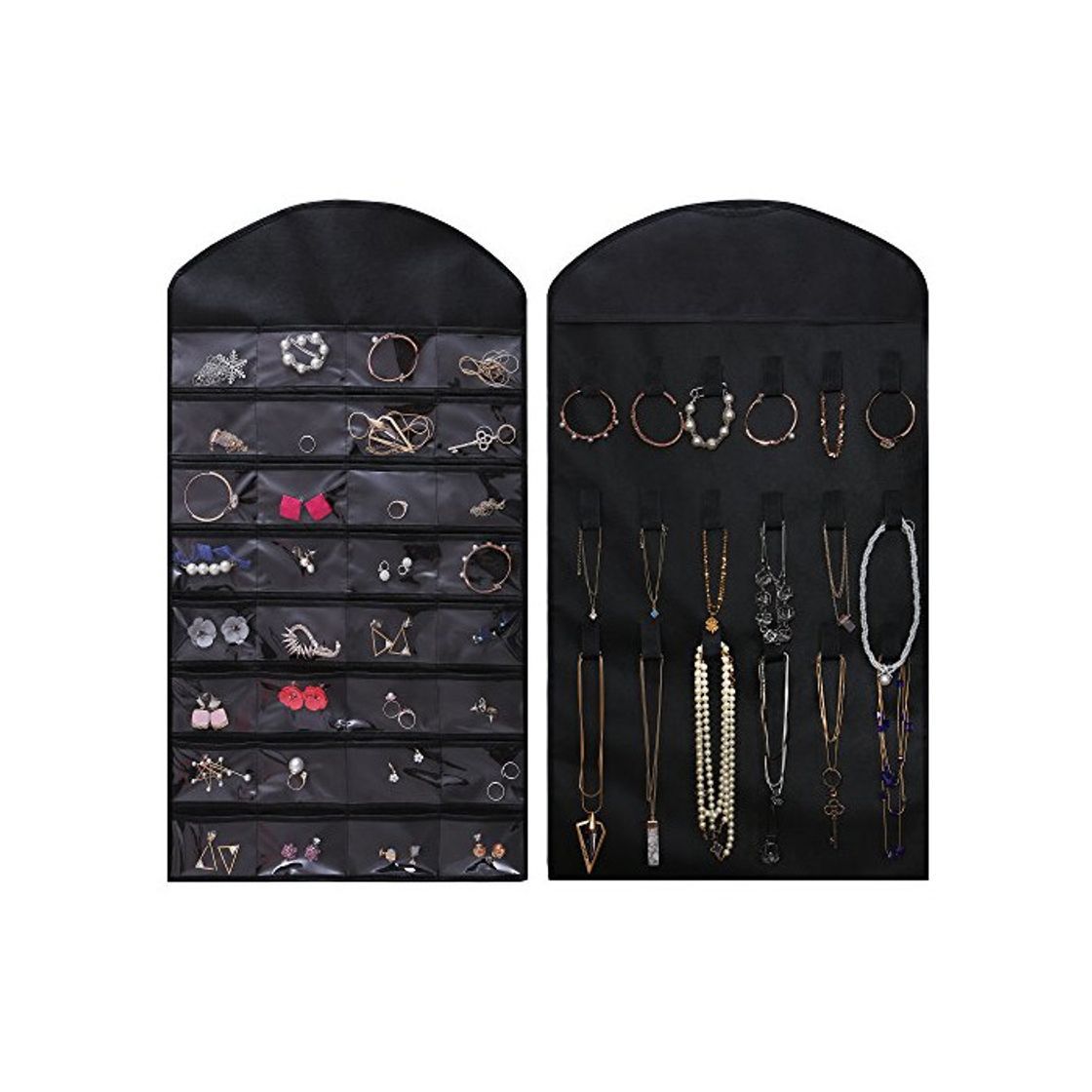 Home Amplio Organizador de Joyas Colgante de Doble Cara Negro armario para joyas-