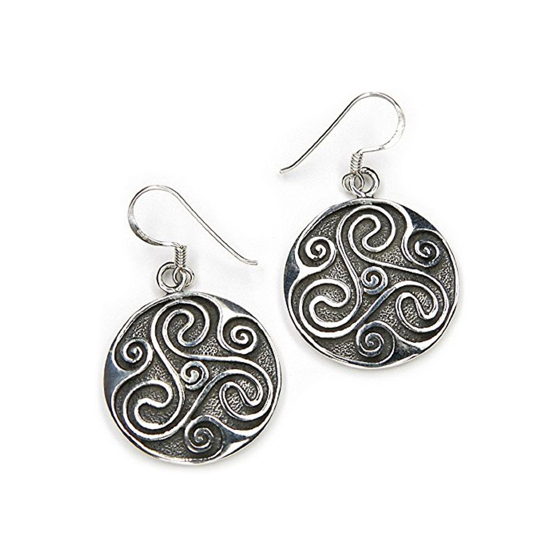 Fashion Celta aretes Triskelion Shild Pendientes 925 plata esterlina, longitud con colgador