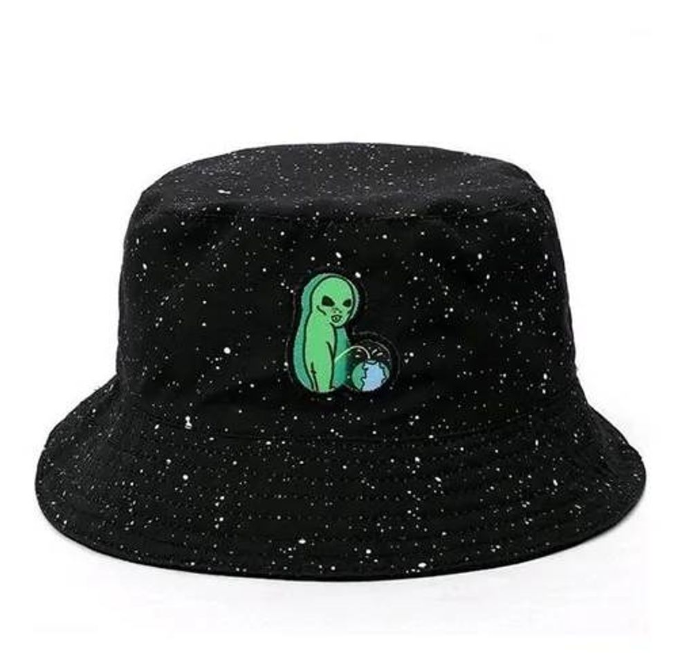 Moda Bucket Hat Et Dois Lados Unisex Alien Chapeu Top


