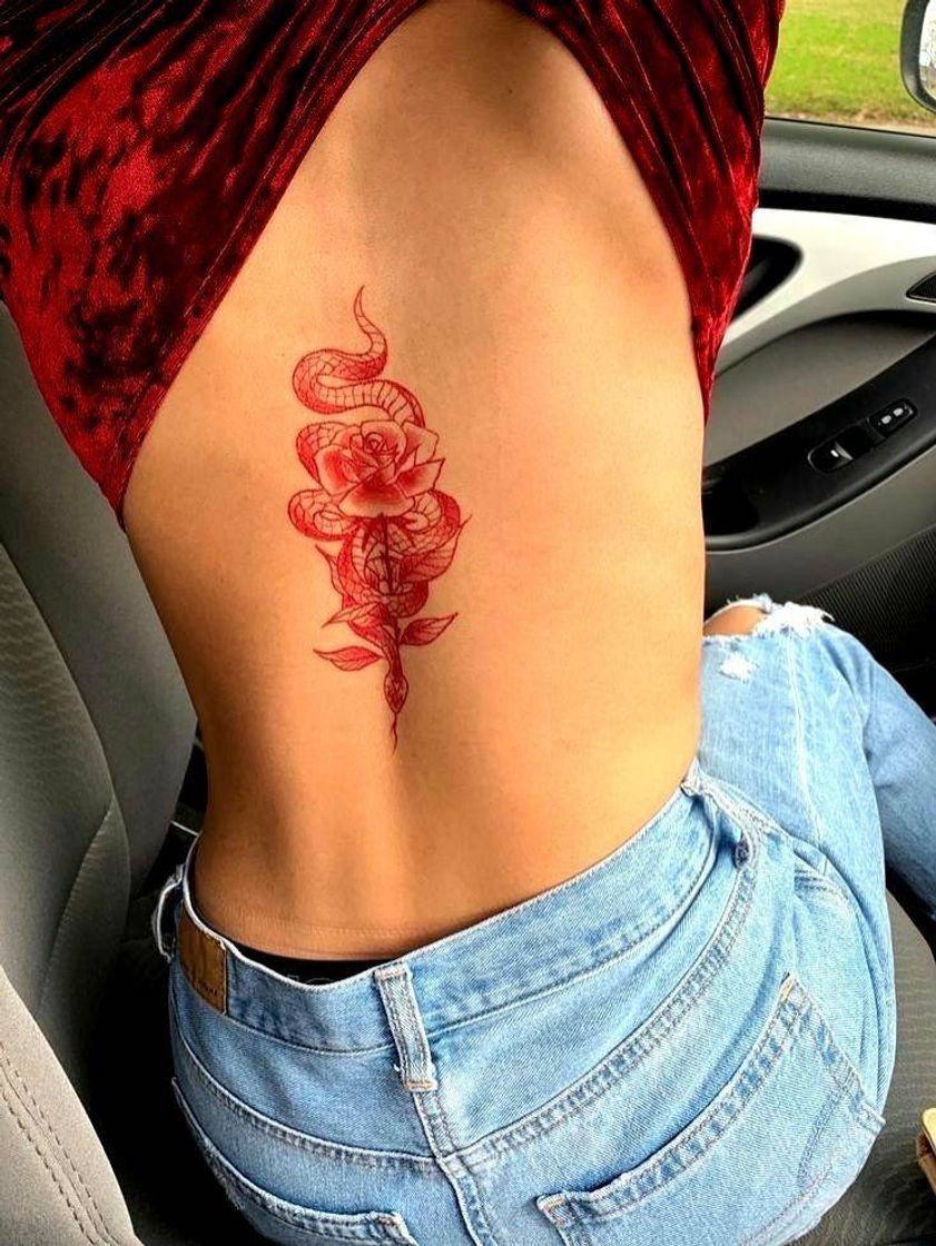 Fashion Tatuagem cobra  vermelha 