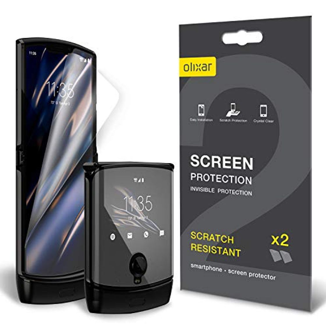 Products Olixar Protector de pantalla para Motorola Moto Razr – Protector de pantalla para Motorola Moto Razr – Carcasa de TPU – Fácil aplicación – para Motorola Moto Razr 2019