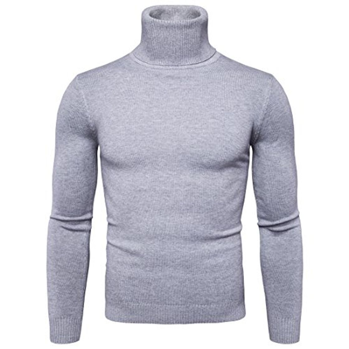 Fashion Suéter para Hombre Cuello Alto Jersey de Punto Básico Manga Larga de Color Liso