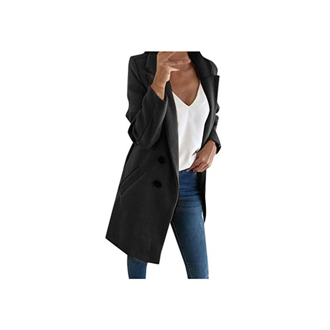 Fashion Reooly Mujer Abrigo Largo de Lana Elegante Abrigo Mixto Chaqueta Delgada Mujer