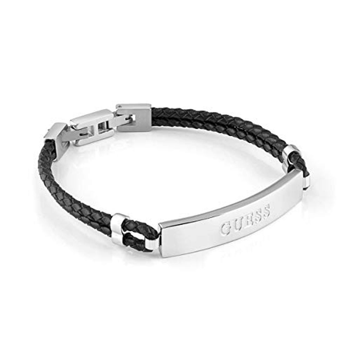 Place Pulsera Guess Men In Guess acero inoxidable quirúrgico cuero trenzado negro UMB78014