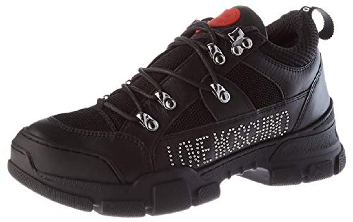 Fashion Love Moschino Sneakers Pelle, Collezione Autunno-Inverno 2020. Made In Italy, Nero. Taglia