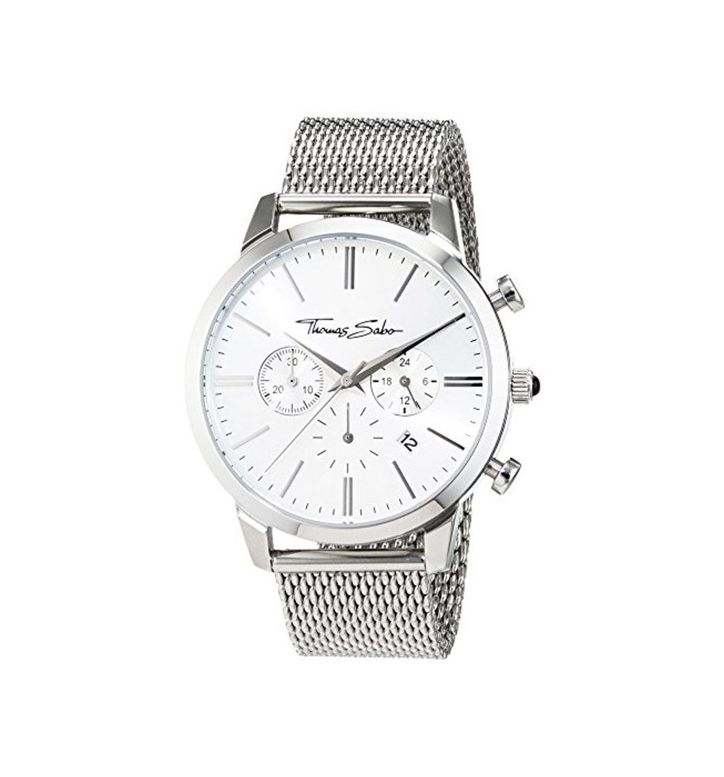 Moda Thomas Sabo Hombre Reloj de Pulsera Eternal Chrono Malla Silver Cronógrafo Cuarzo Acero Inoxidable wa0244 – 201 – 42 mm