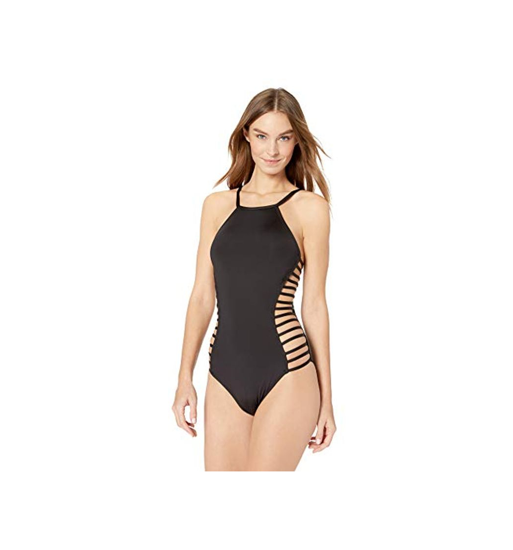 Moda Kenneth Cole New York Women's High Neck Side Strappy One Piece Swimsuit