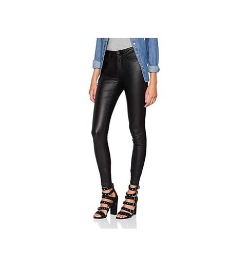 ONLY Onlanne K Mid Waist Coated Jeans Noos, Vaqueros skinny Mujer, Negro