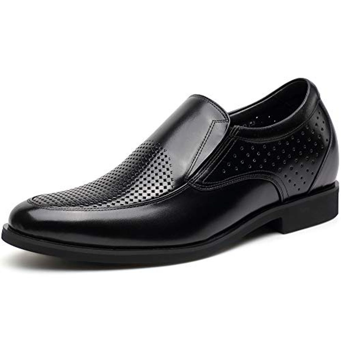 Fashion CHAMARIPA elevación Sandalias Altura Hombres Negro Cuero talón Levantar Casual Zapatos más