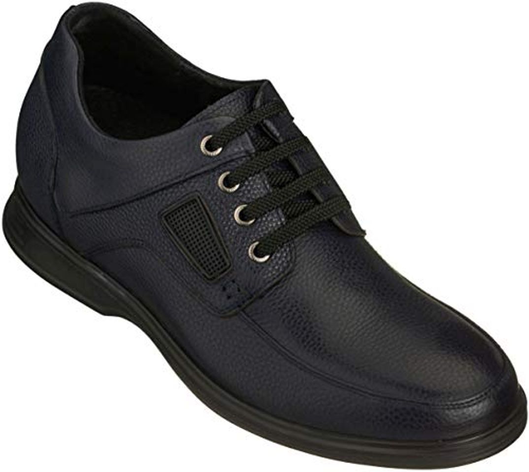 Moda CALTO Zapatos para hombre invisibles, elevadores de altura, color azul medianoche, cuero