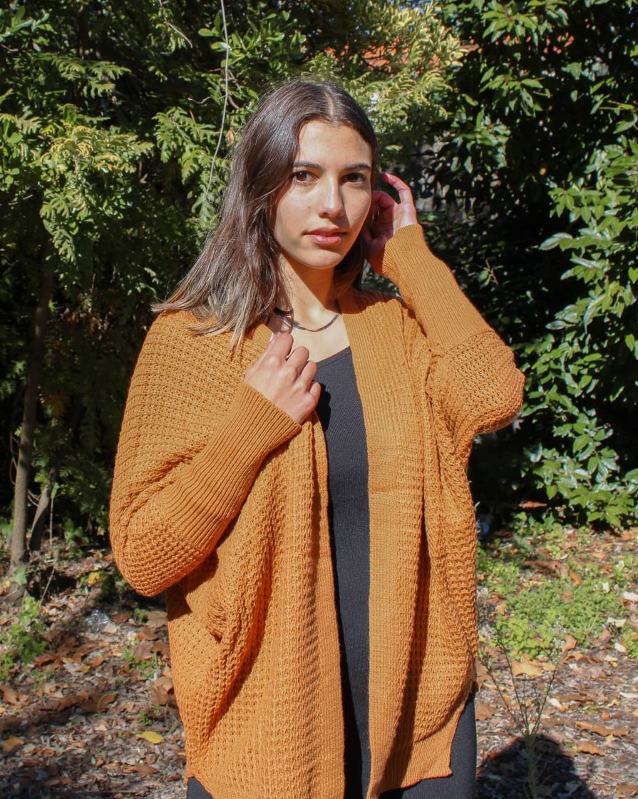 Moda Cardigan Laranja Rotita 