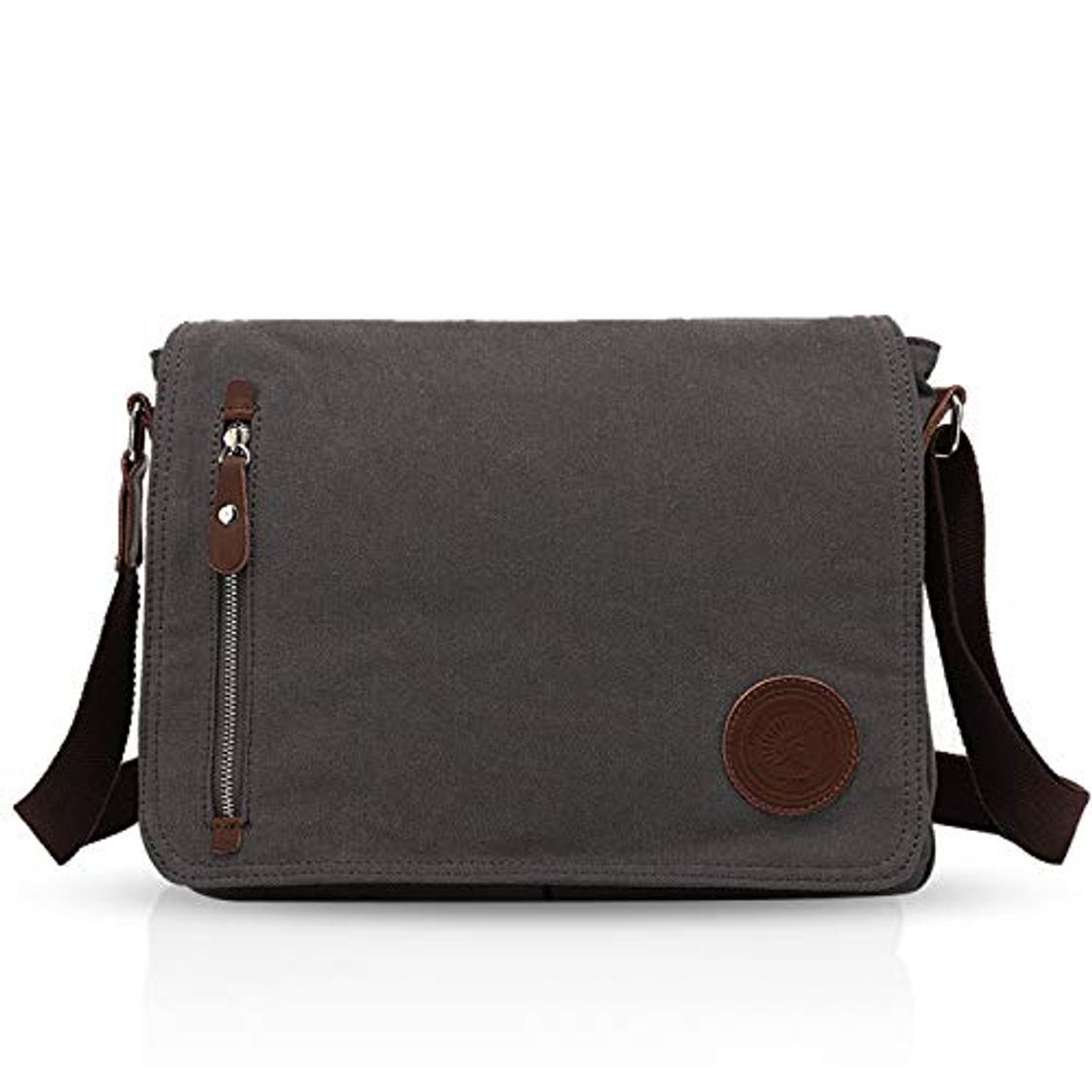 Fashion FANDARE Bolso de Bandolera Lona Bolsa Mensajero Bolso de Hombro Bolsos Cruzados para 14 Pulgadas Portátil Mujeres Hombre Shoulder Crossbody Bag para Conmutar Trabajo Viaje Escuela Profesor Dark Gris