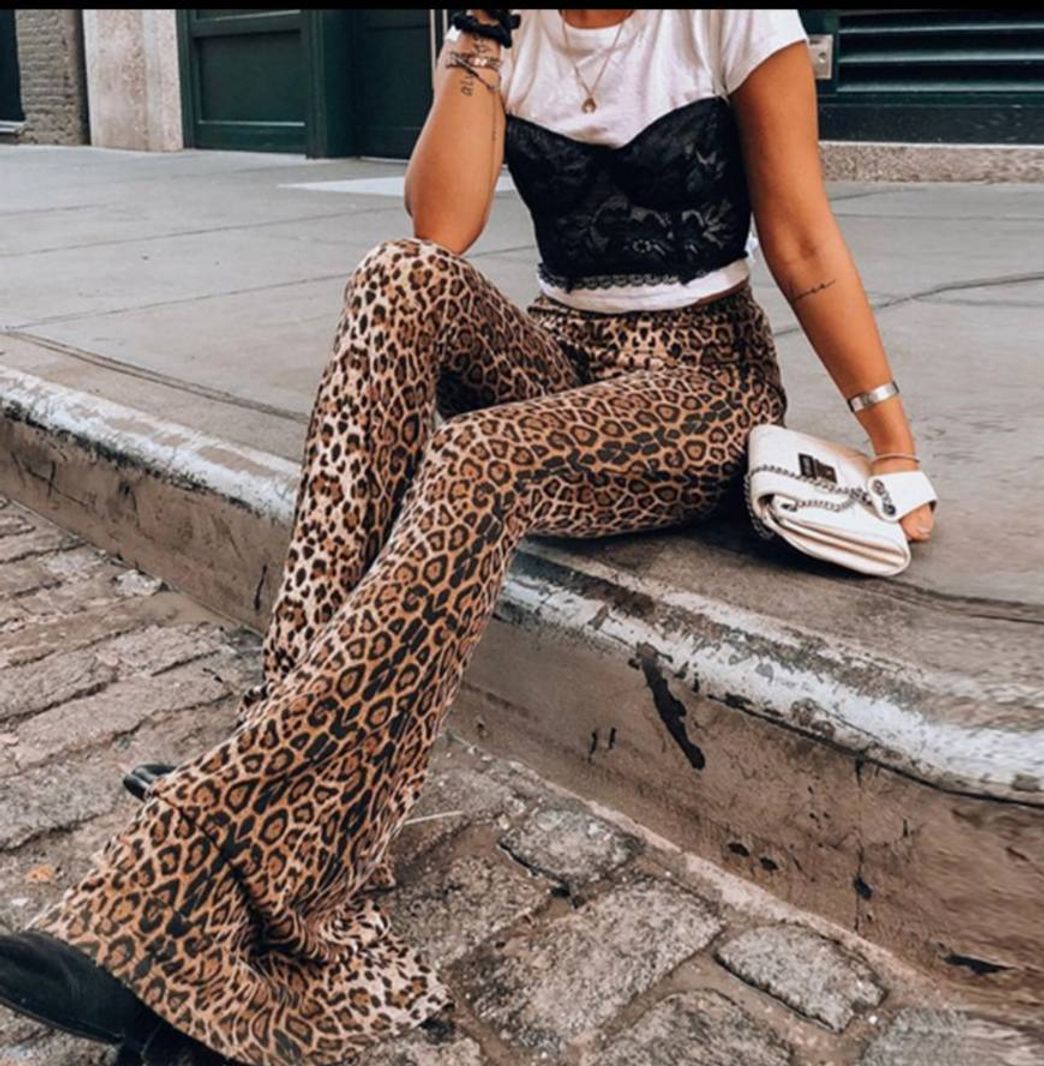 Moda Leopard Flare Pants