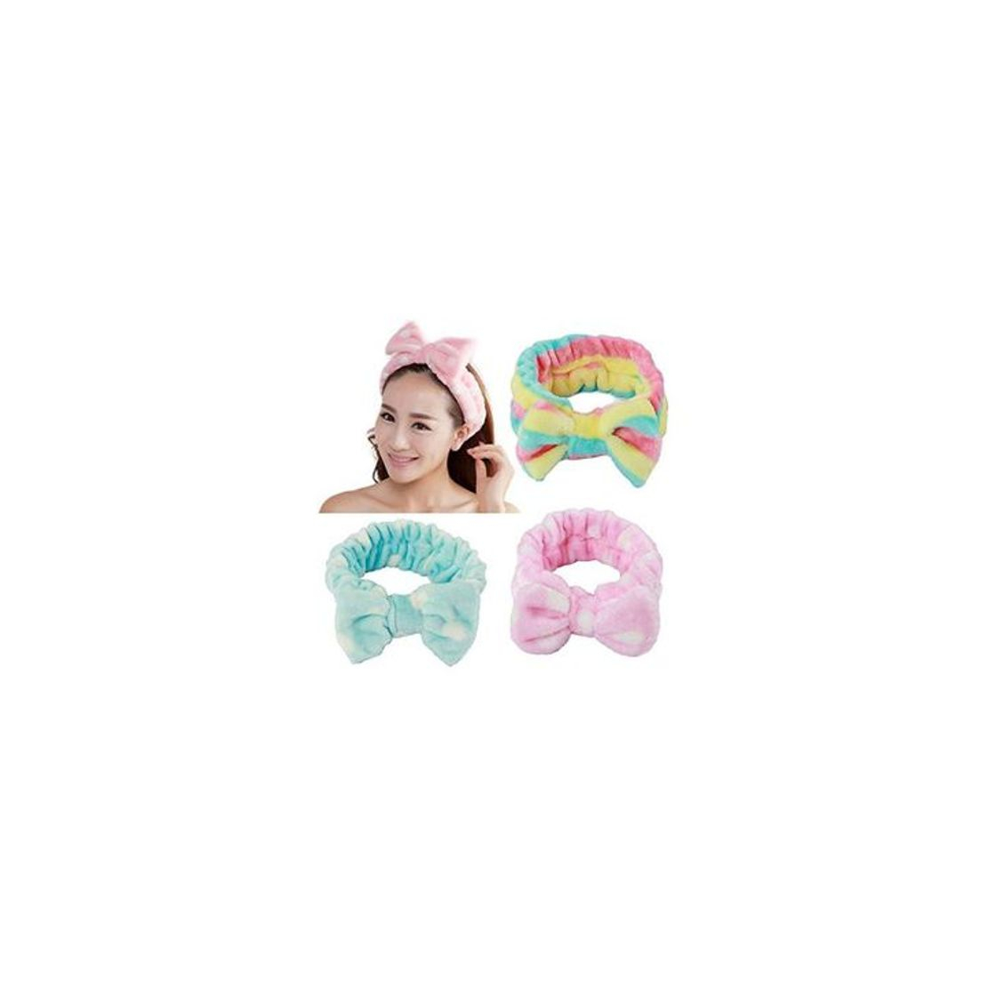 Moda 3 Pieces Women/Girl Adorable Fashion/Soft Cut Carol Plush Bun Makeup Cosmetic Shower