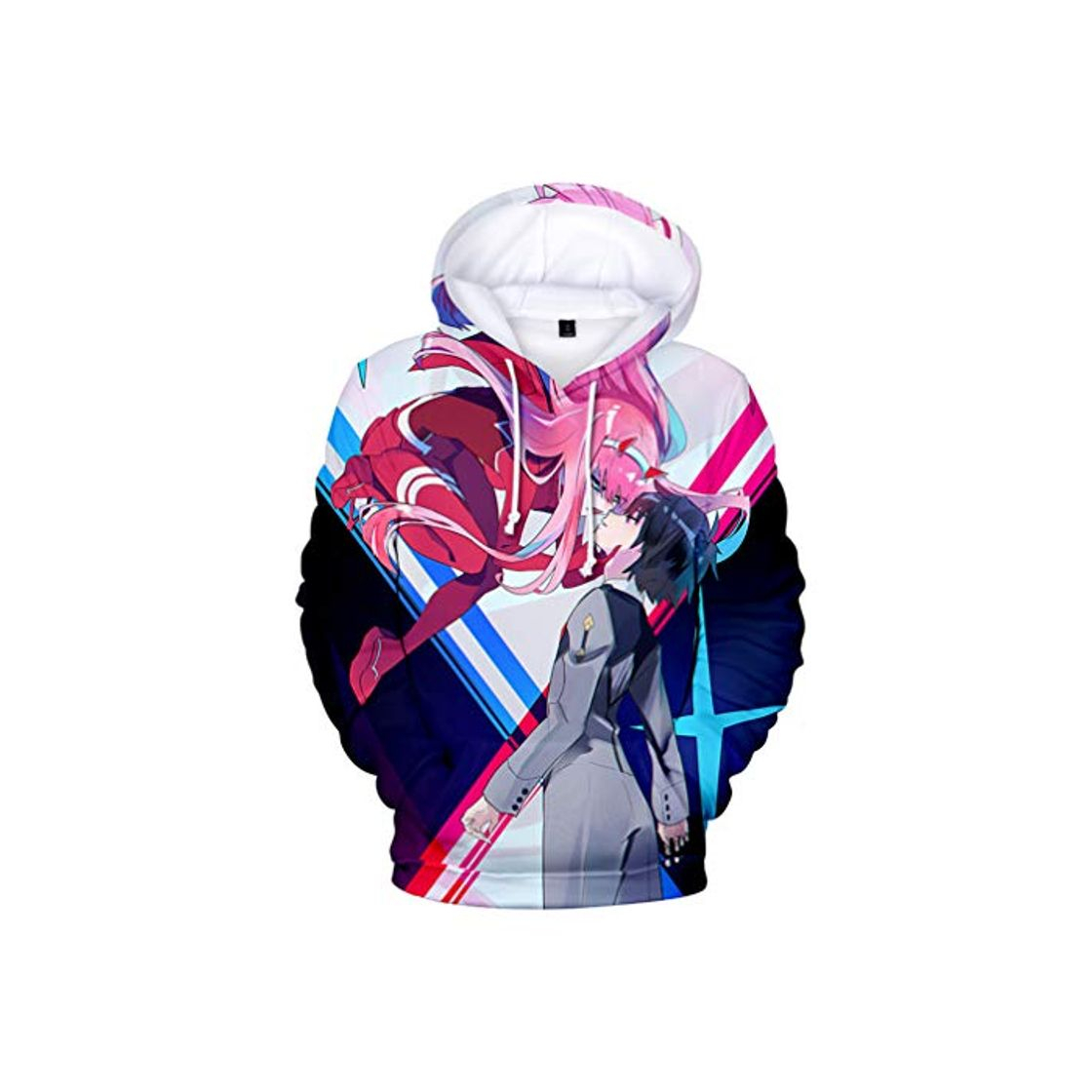 Moda Cosstars Darling in The Franxx Anime Hoodie Sudadera con Capucha Adulto Cosplay 3D Impreso Pullover Sudadera con Bolsillos Cordón 3 M