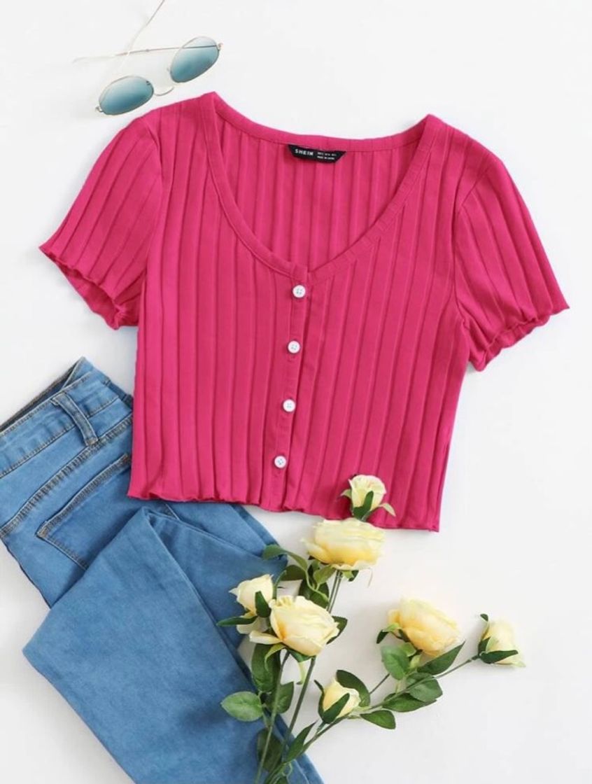 Moda Camiseta simples rosa