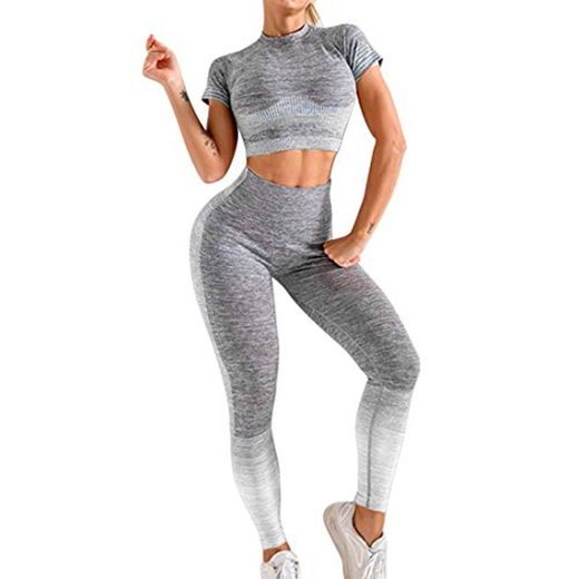 Conjunto Yoga Ropa Fitness Conjunto Deporte Mujer Pantalones Leggings De Yoga Súper