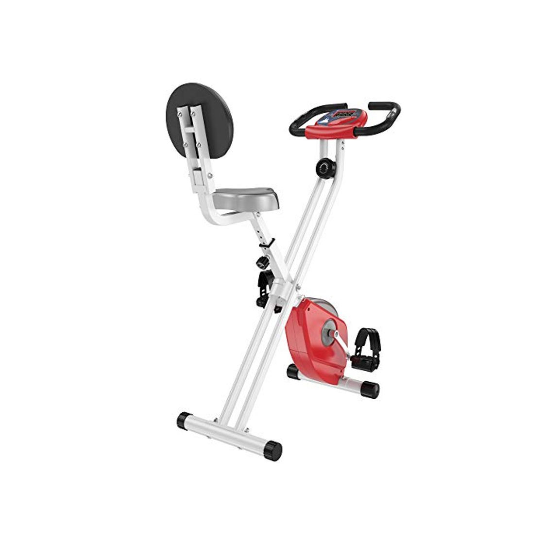 Fitness HOMCOM Bicicleta Estática para Ejercicios Profesional Bicicleta Vertical Plegable de Forma X con 8 Niveles Resistencia Magnética Asiento con Altura Ajustable Acero 43x97x109 cm Rojo