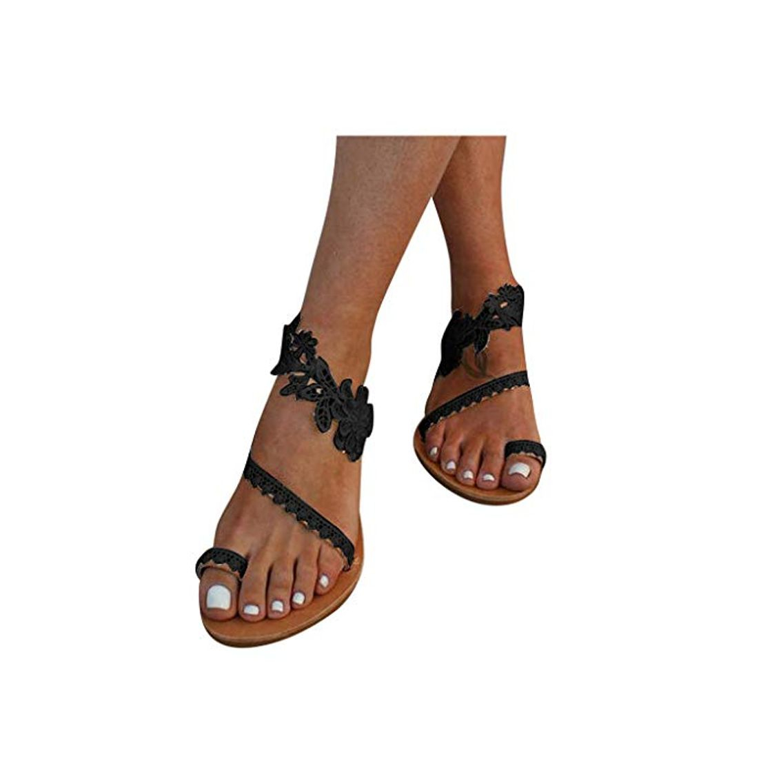 Fashion ZARLLE Sandalias Mujeres Moda Verano Plano Talla Grande Bohemia Clip Toe Dulce con Cuentas Sandalias Casuales Zapatos De Playa Sandalias Romanas Chanclas De Damas